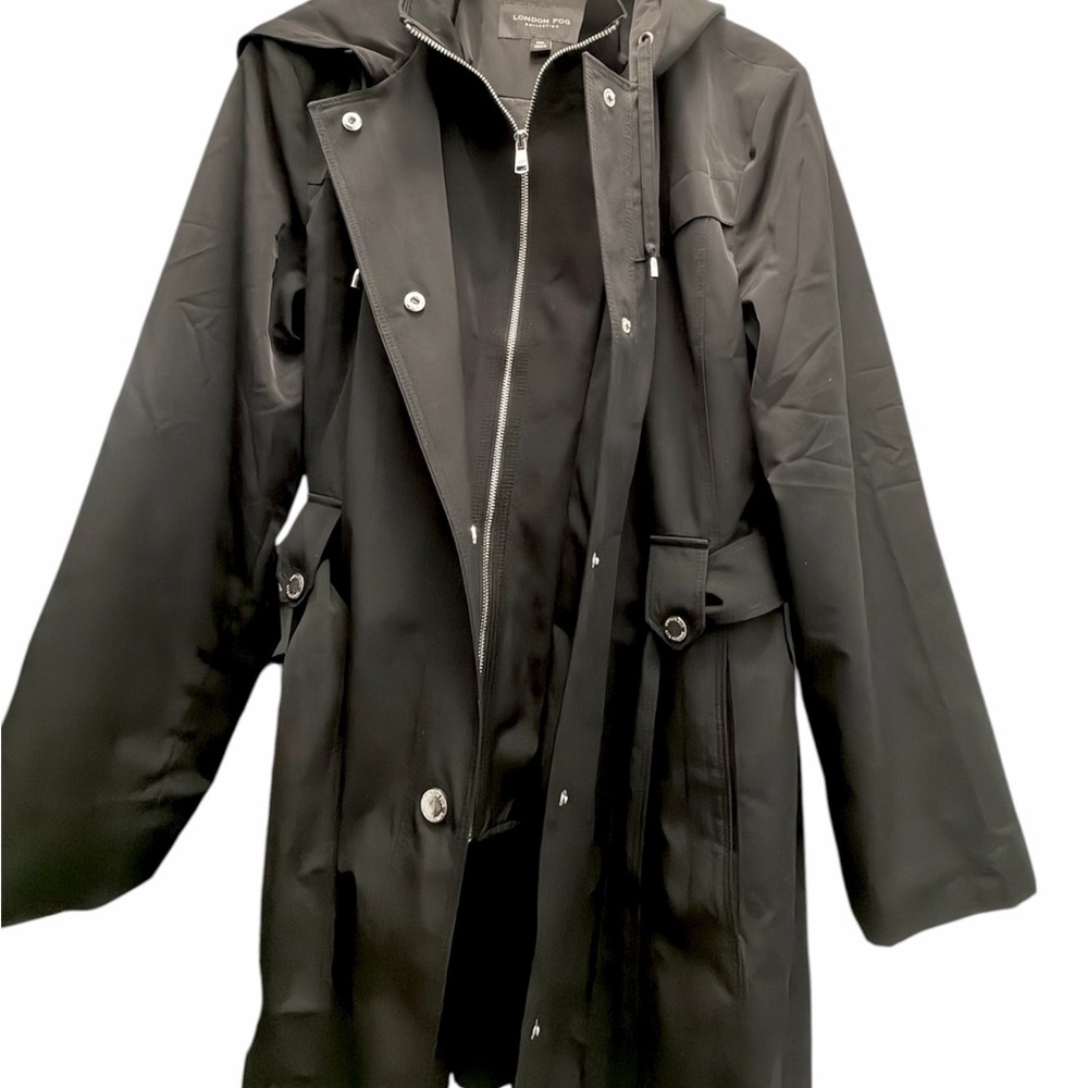 London Fog Black Trench Coat- Women’s XXL, Like new!